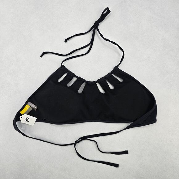 LA Hearts Black Cutout Tie Padded Swim Sports Bra Beach Bikini Top M Medium - Picture 2 of 6